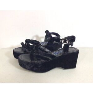 Vintage Bakers Y2K Platform Velvet Sandals Fairy Goth Womens 6